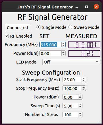 frequency selection gui