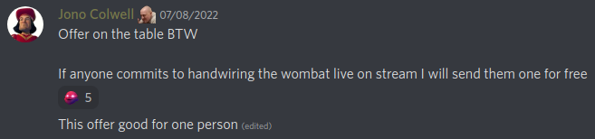 Jono offer wombat