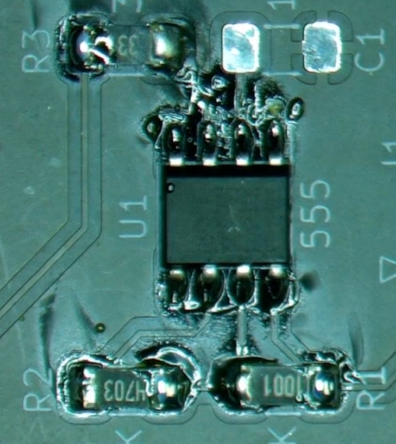 555 timer soldered