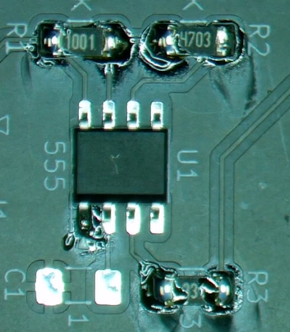 tacking 555 in place